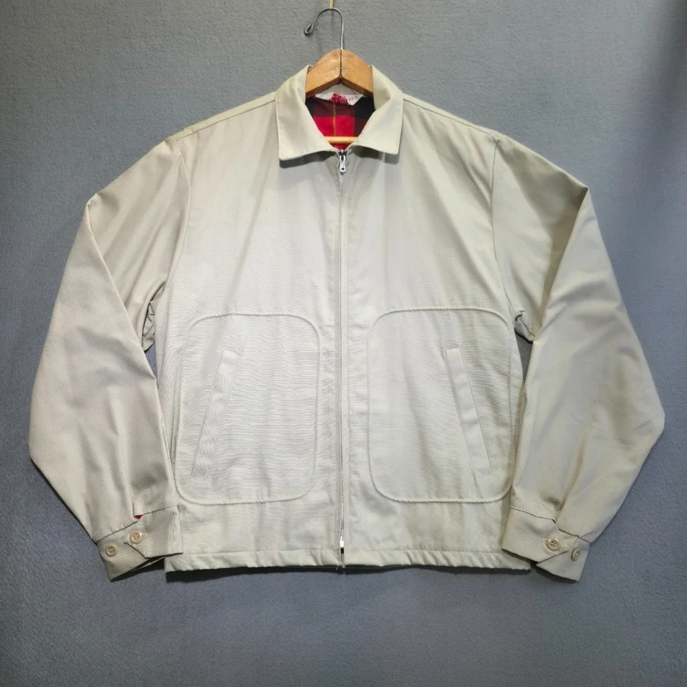 Vintage Dan River‎ Men's Flannel Lined Beige Jacket Size Small